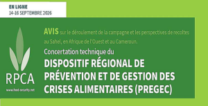 Réunion des participants à la concertation régionale du dispositif de Prévention et de Gestion des Crises Alimentaires (PREGEC)